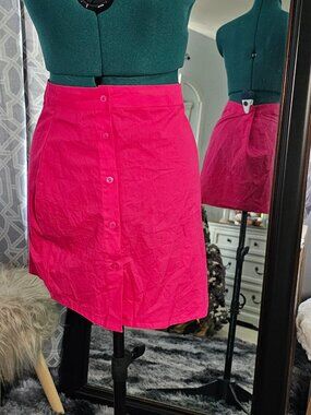 PrettyLittleThing Pink Button‑Front Mini Skirt – 100% Cotton – Size 8 – NWT